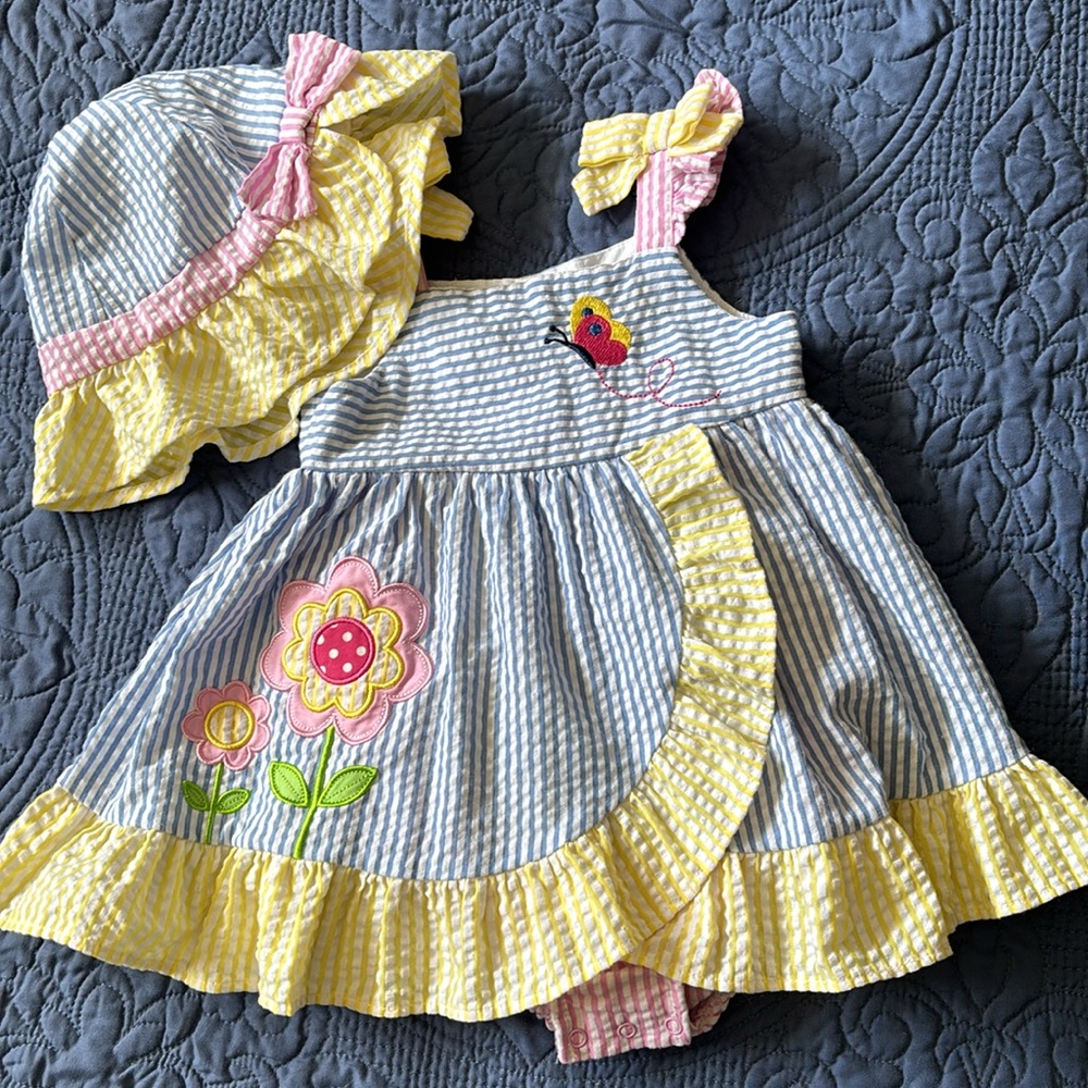 🌼BLUEBERI BOULEVARD TODDLER GIRLS SUNDRESS AND HAT
